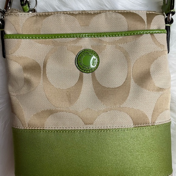 Coach tan and green adjustable crossbody - Picture 2 of 4